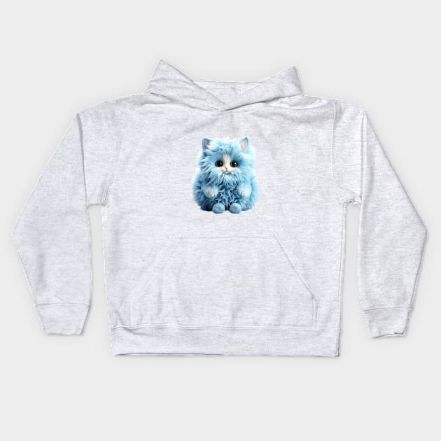 Fluffy  Blue Toy Cat Kids Hoodie by tfortwo